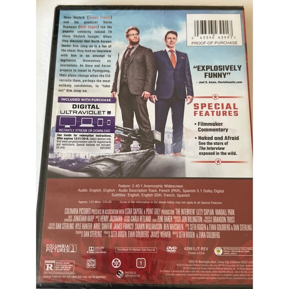 The Interview DVD Freedom Edition James Franco & Seth Rogen Comedy New Sealed - Picture 3 of 3